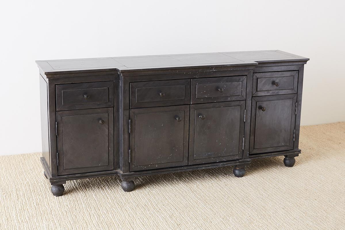 Zinc Metal Wrapped Sideboard Credenza or Buffet 6