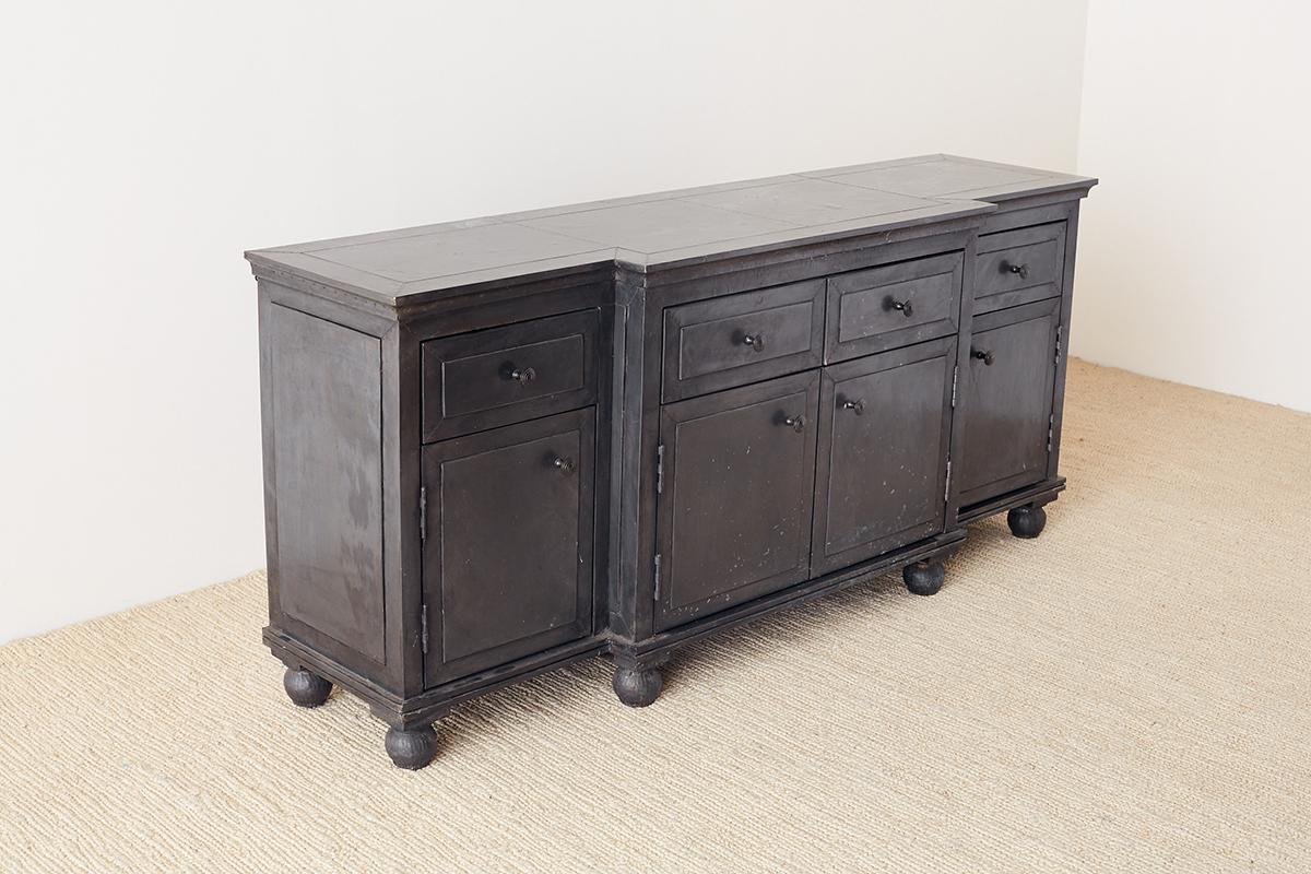 Zinc Metal Wrapped Sideboard Credenza or Buffet 7