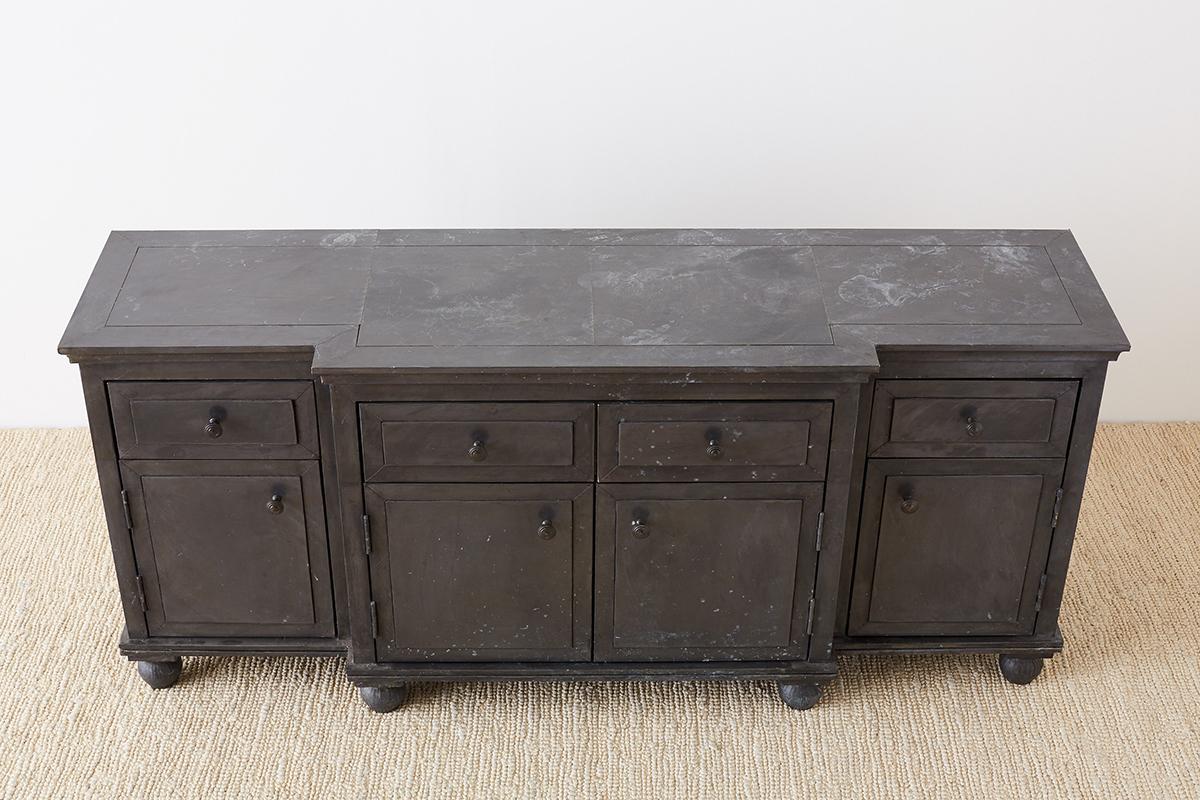 Zinc Metal Wrapped Sideboard Credenza or Buffet 9