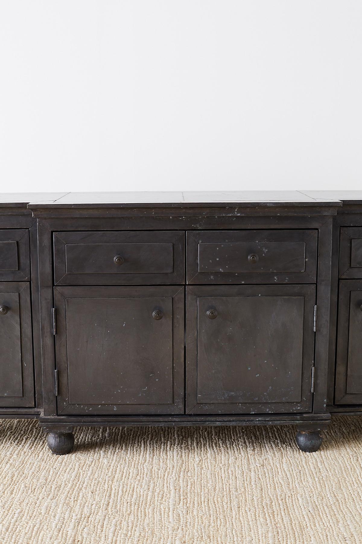 Indian Zinc Metal Wrapped Sideboard Credenza or Buffet