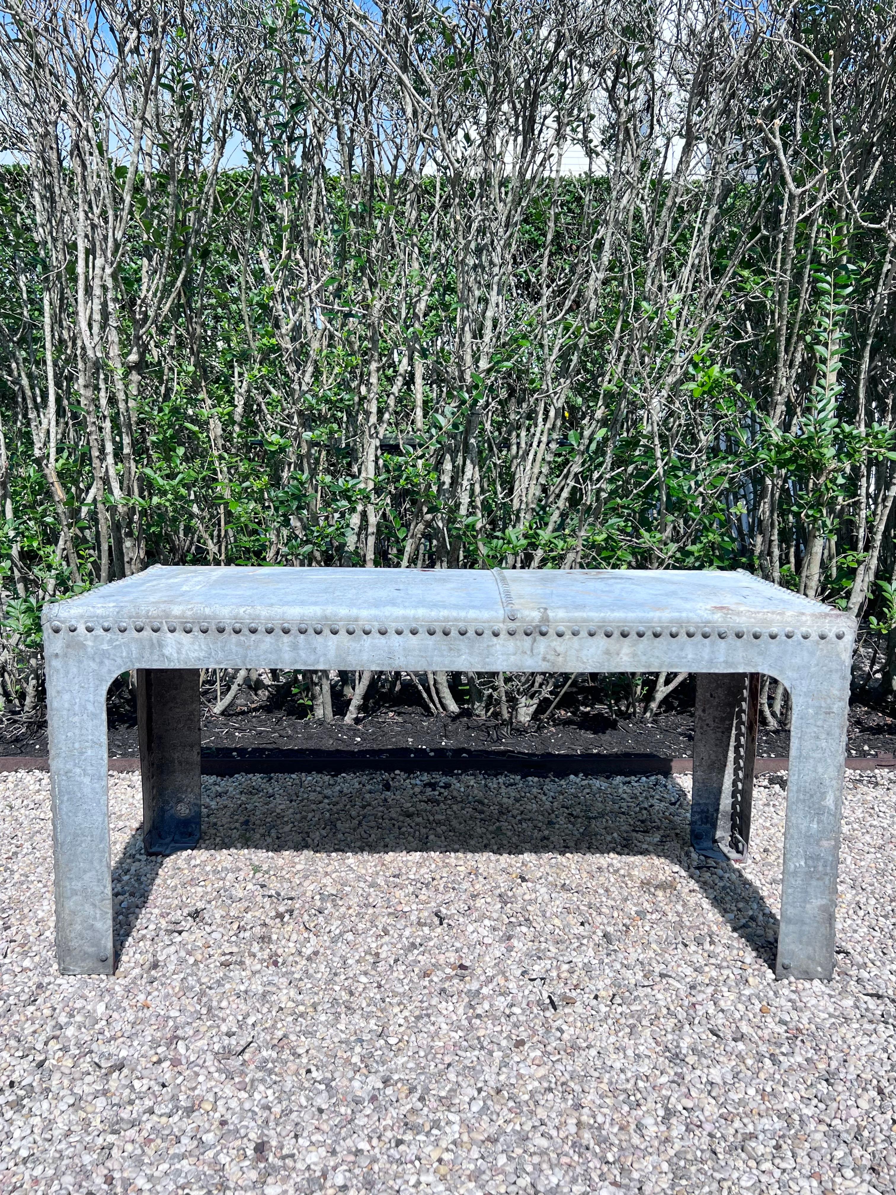 French Zinc Outdoor Table, 1900s France For Sale