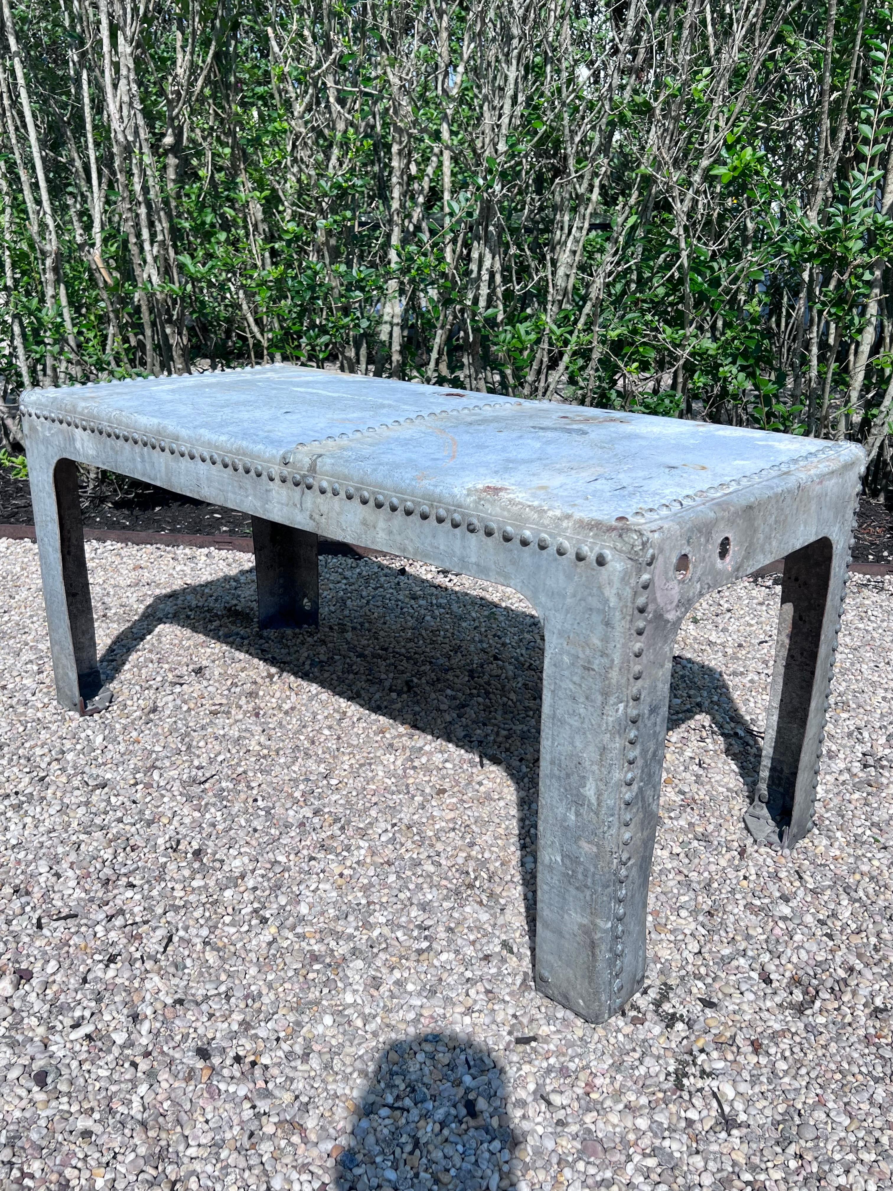 Zinc Outdoor Table, 1900s France In Good Condition For Sale In Los Angeles, CA