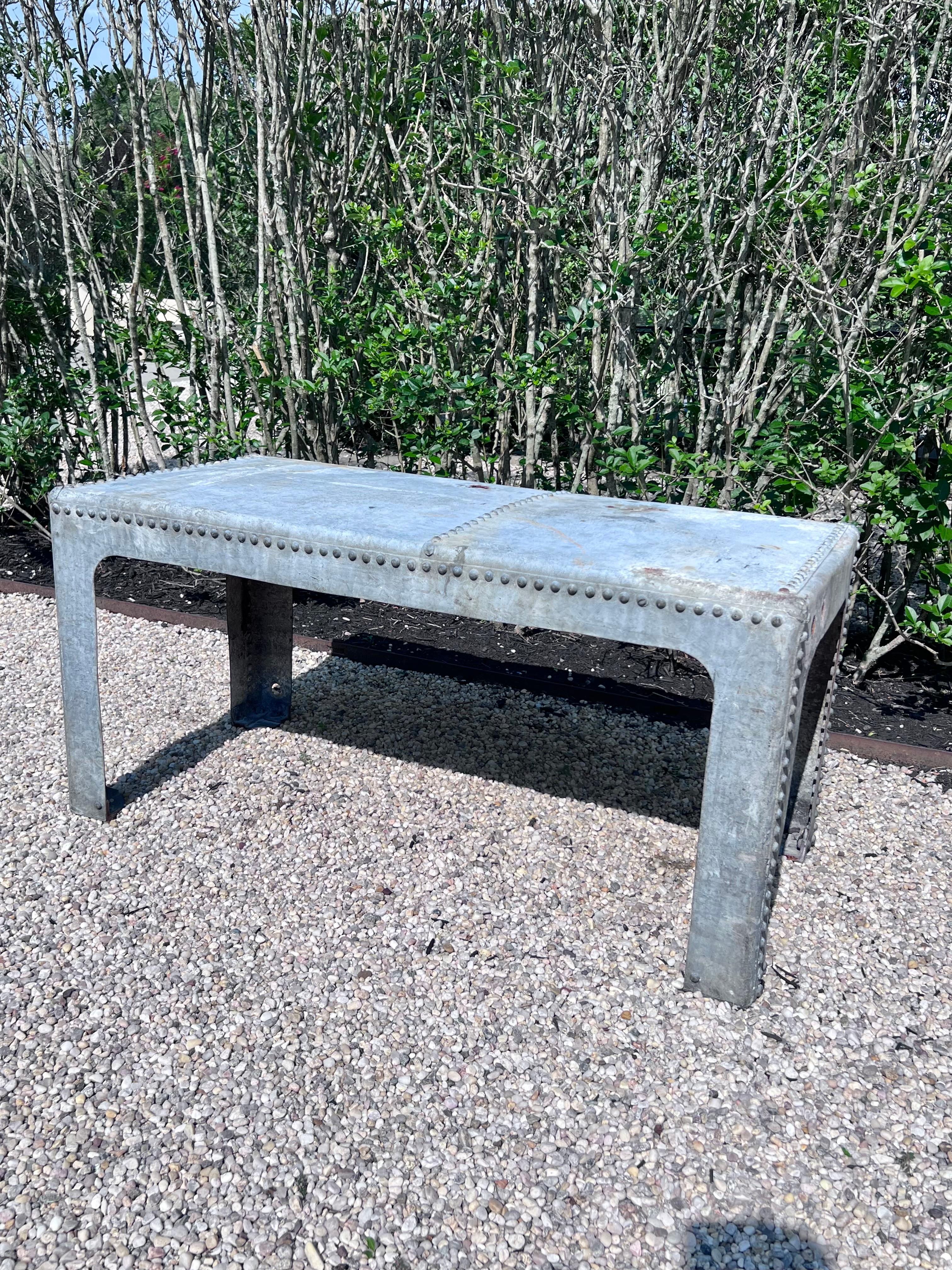 20th Century Zinc Outdoor Table, 1900s France For Sale