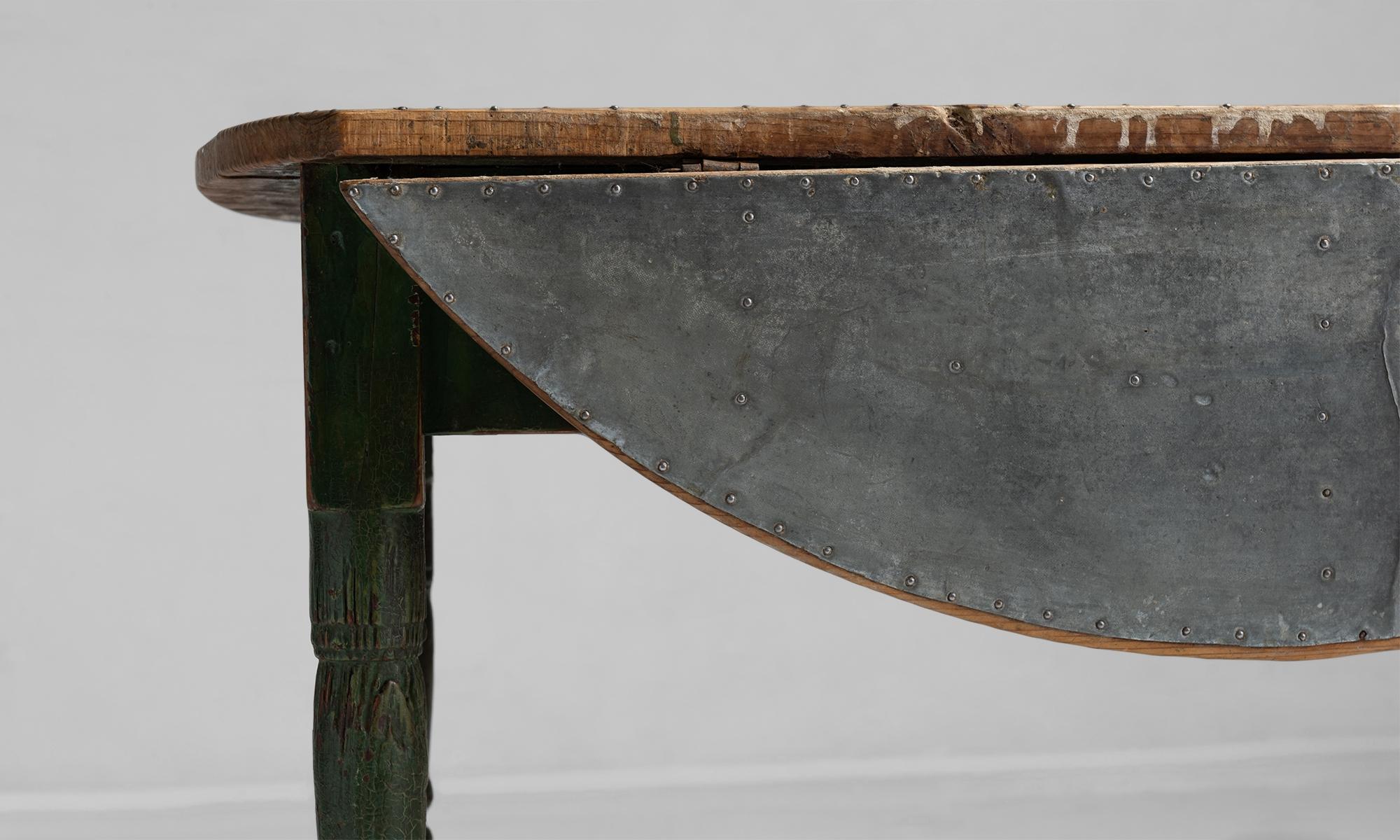 20th Century Zinc and Pine Table