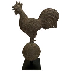 Zinc Rooster Weather Vane Sculpture on Custom Stand