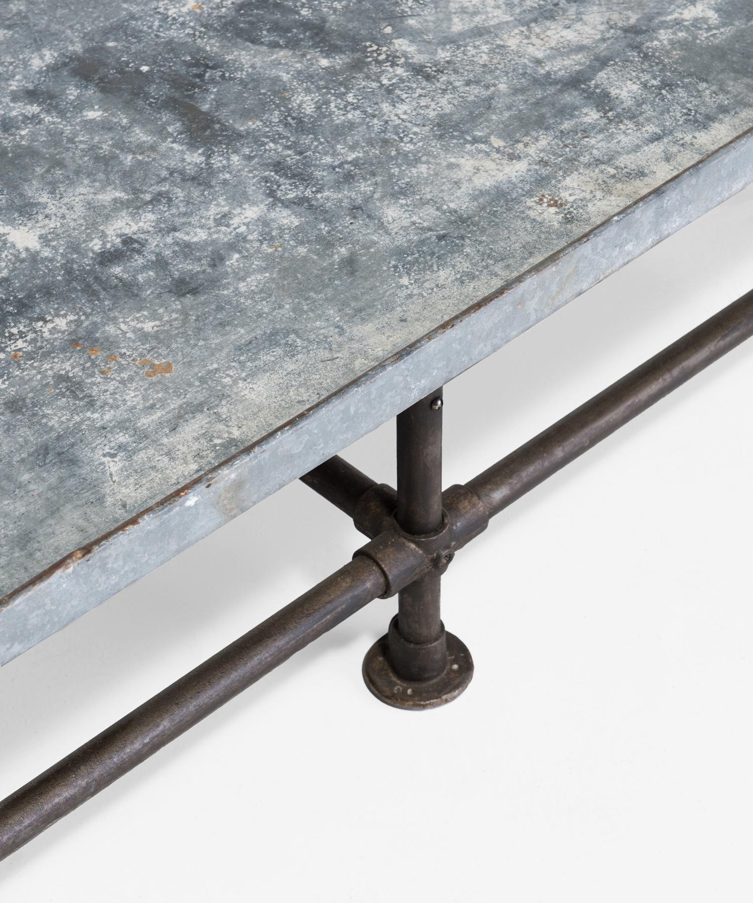 zinc topped coffee table
