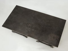 Zinc Top Desk, or Kitchen Table Mounted to a Pair of Sawhorses.