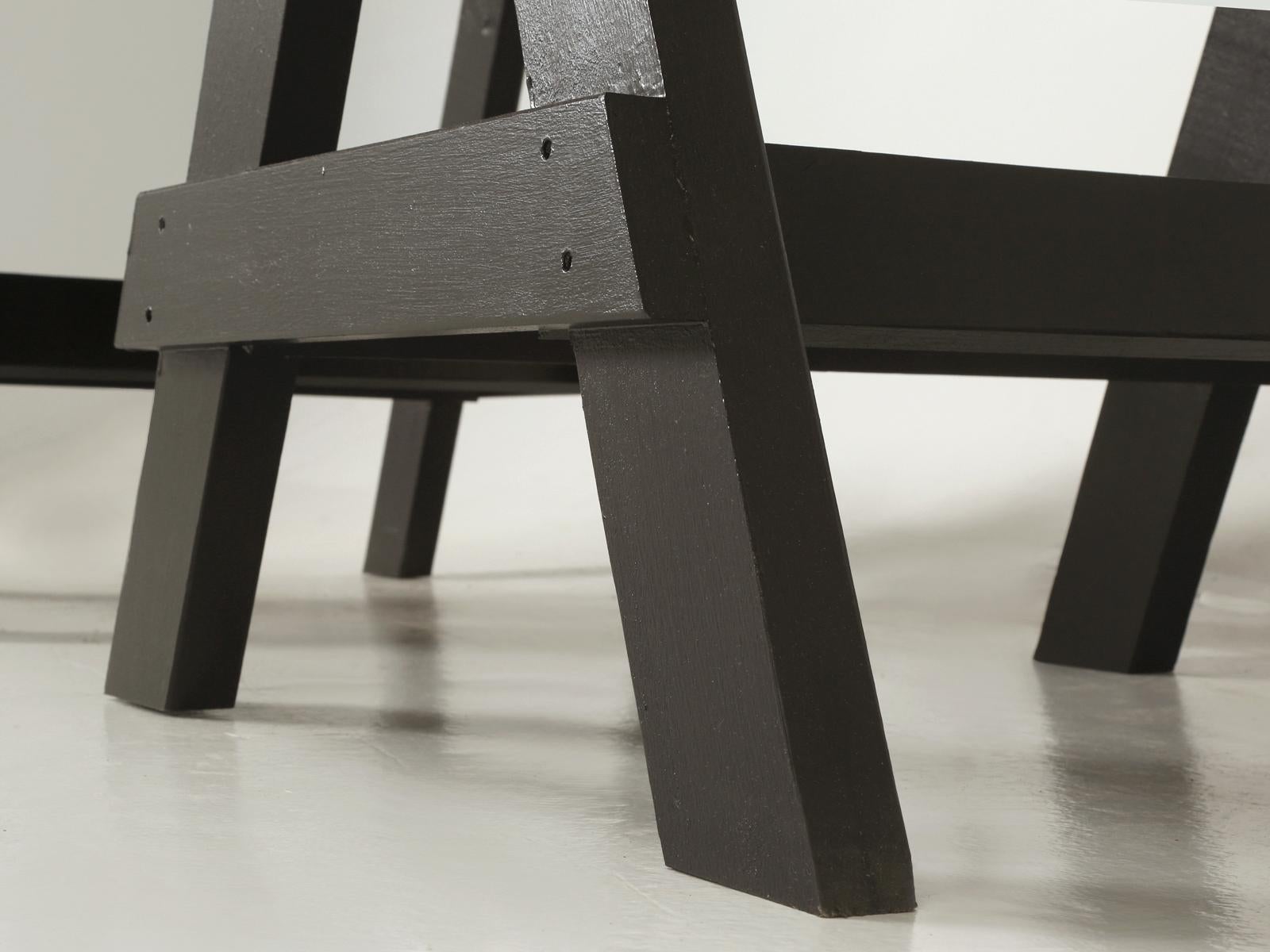 Zinc Top Desk, or Kitchen Table Mounted to a Pair of Sawhorses. In Good Condition For Sale In Chicago, IL
