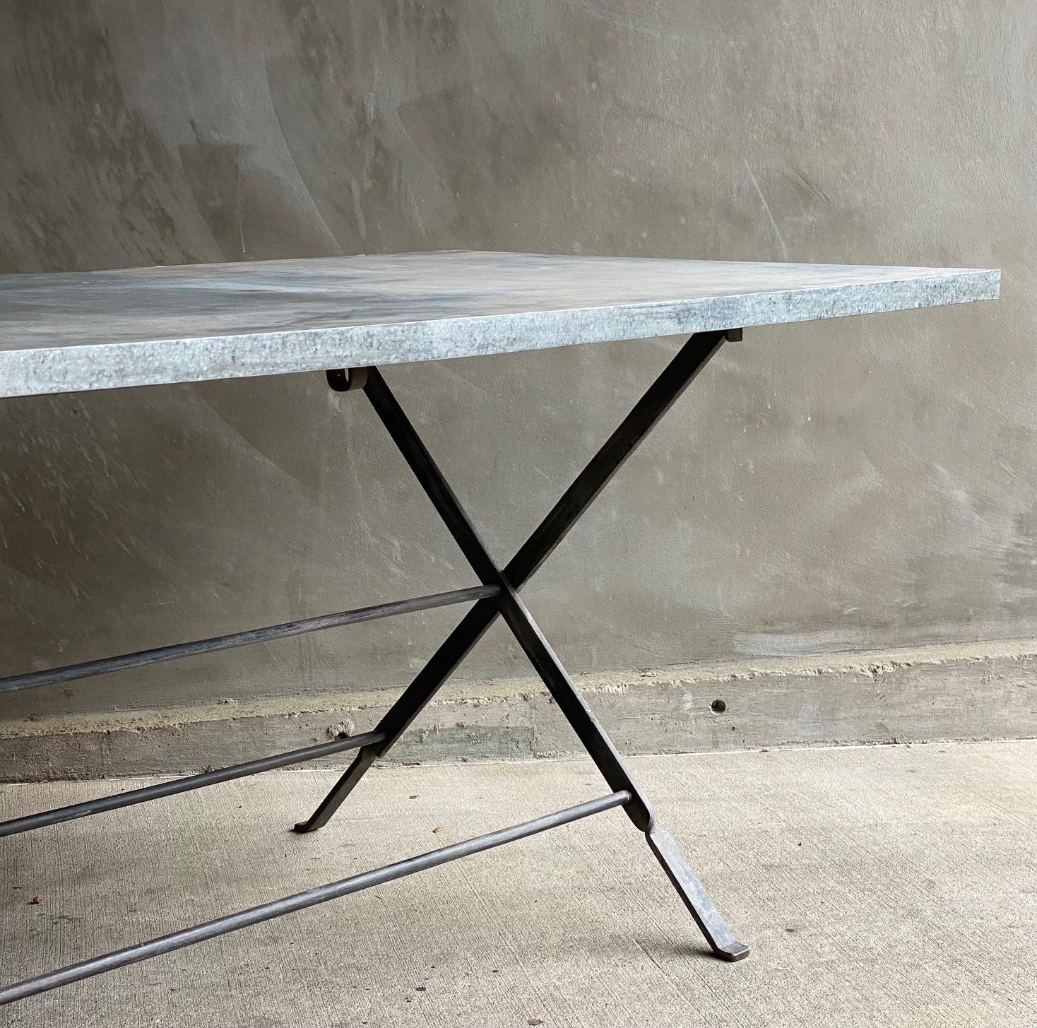 Country Zinc Top Dining Table, American, 1970's