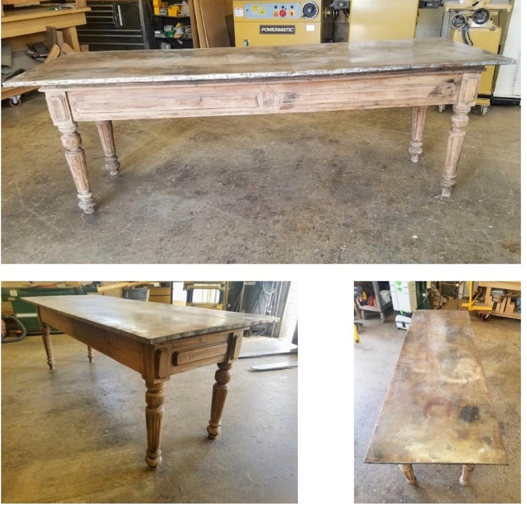 Zinc Top Dining Table, FR1144 For Sale at 1stDibs