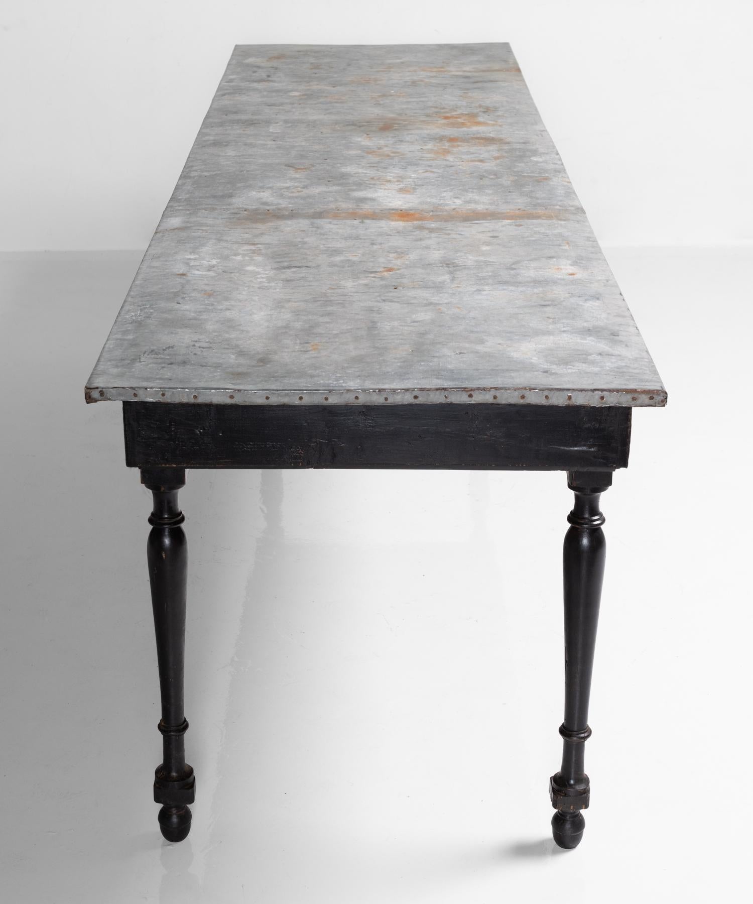 Zinc Top Dining Table, Italy 19th Century at 1stDibs