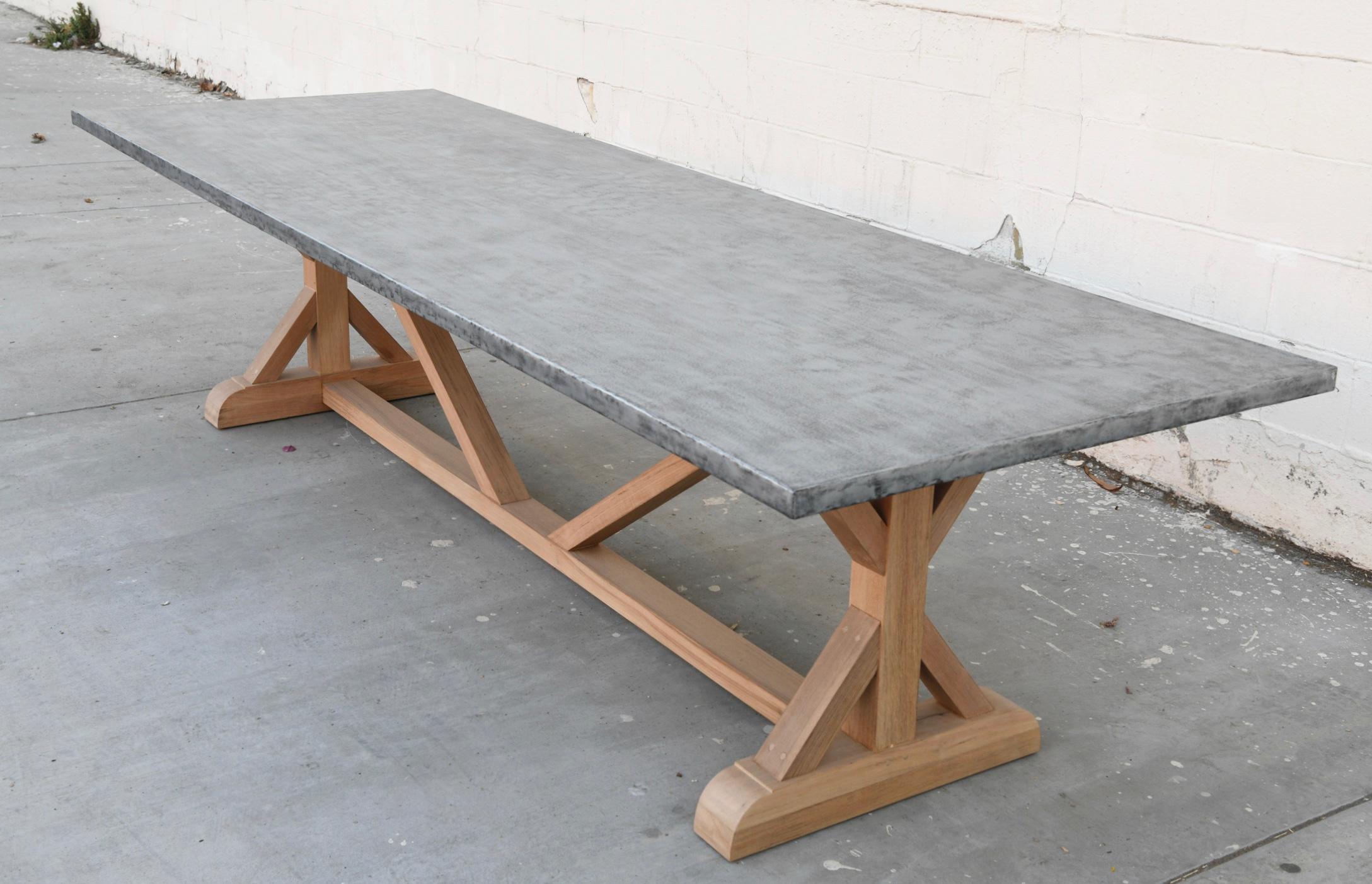 Zinc Top Farm Table Made from Teak, Built to Order by Petersen Antiques For Sale 2