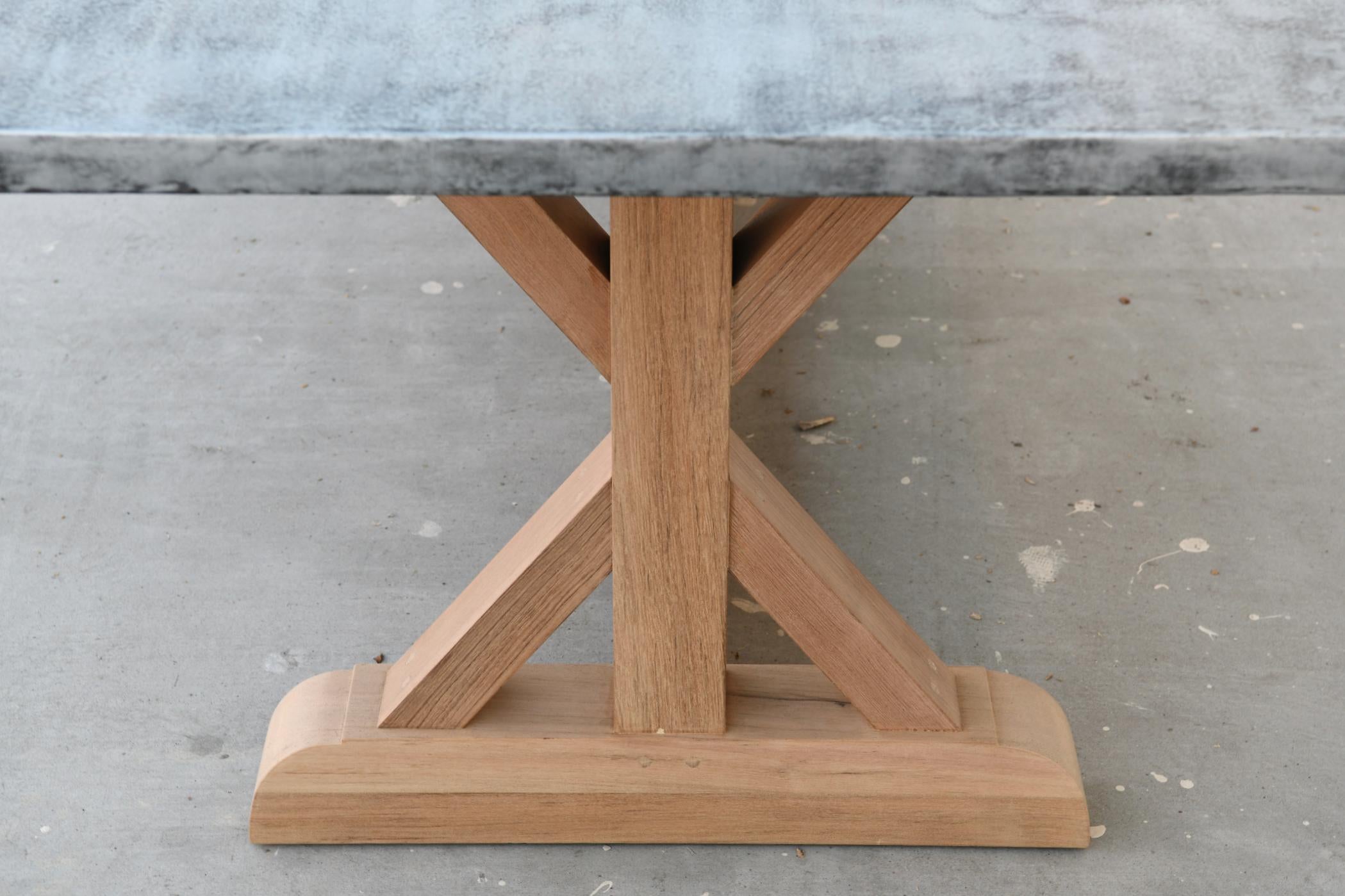 Contemporary Zinc Top Farm Table Made from Teak, Built to Order by Petersen Antiques For Sale