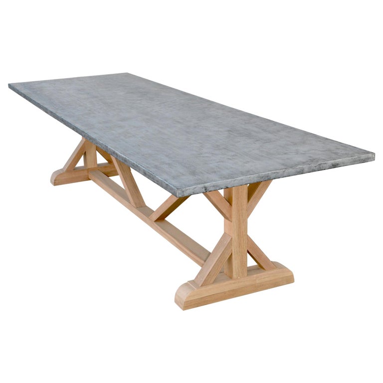 Table de ferme à plateau en zinc en teck:: fabriquée sur commande par  Petersen Antiques En vente sur 1stDibs | plateau de table en zinc