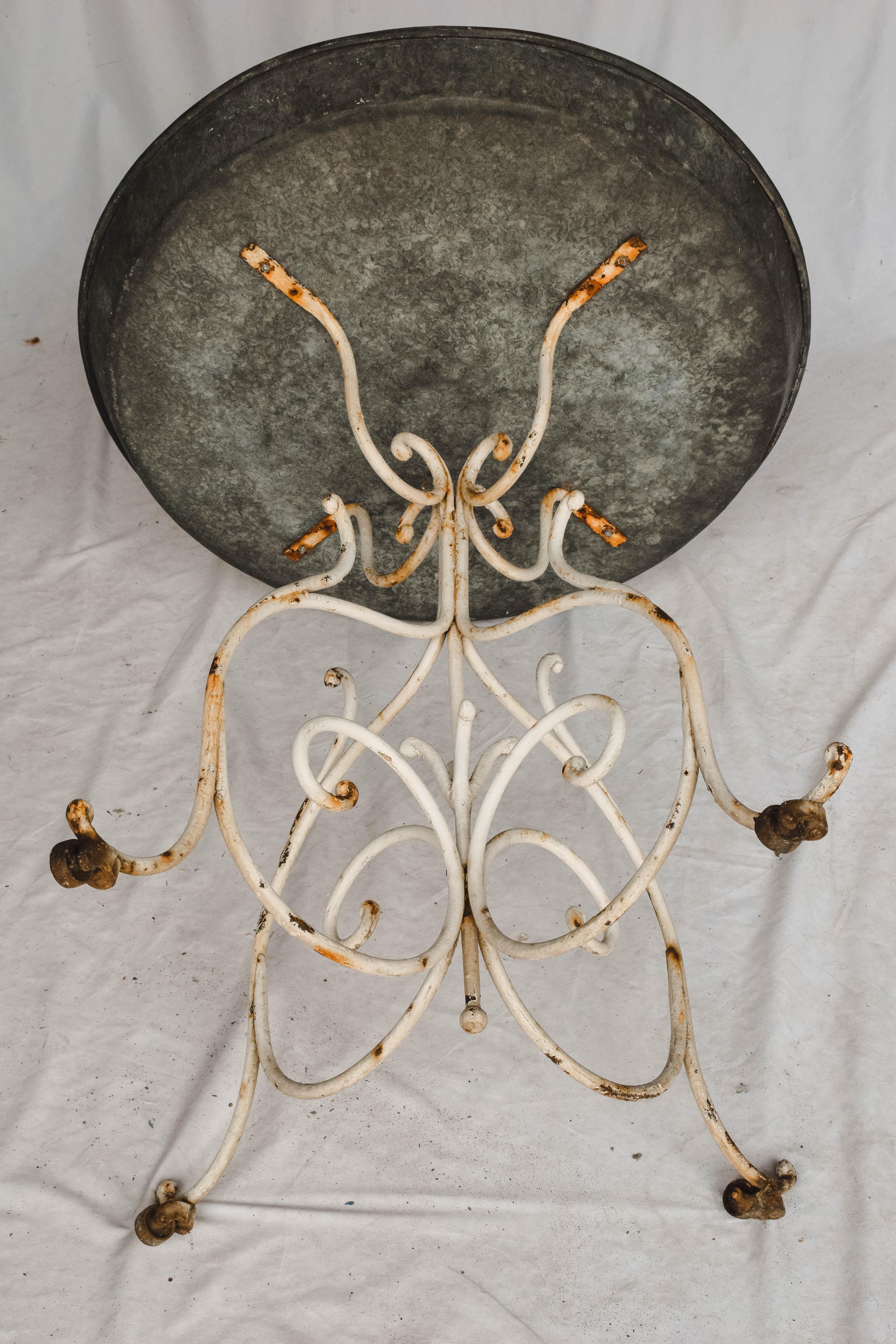 Zinc Top Garden Table or Plant Stand For Sale 2