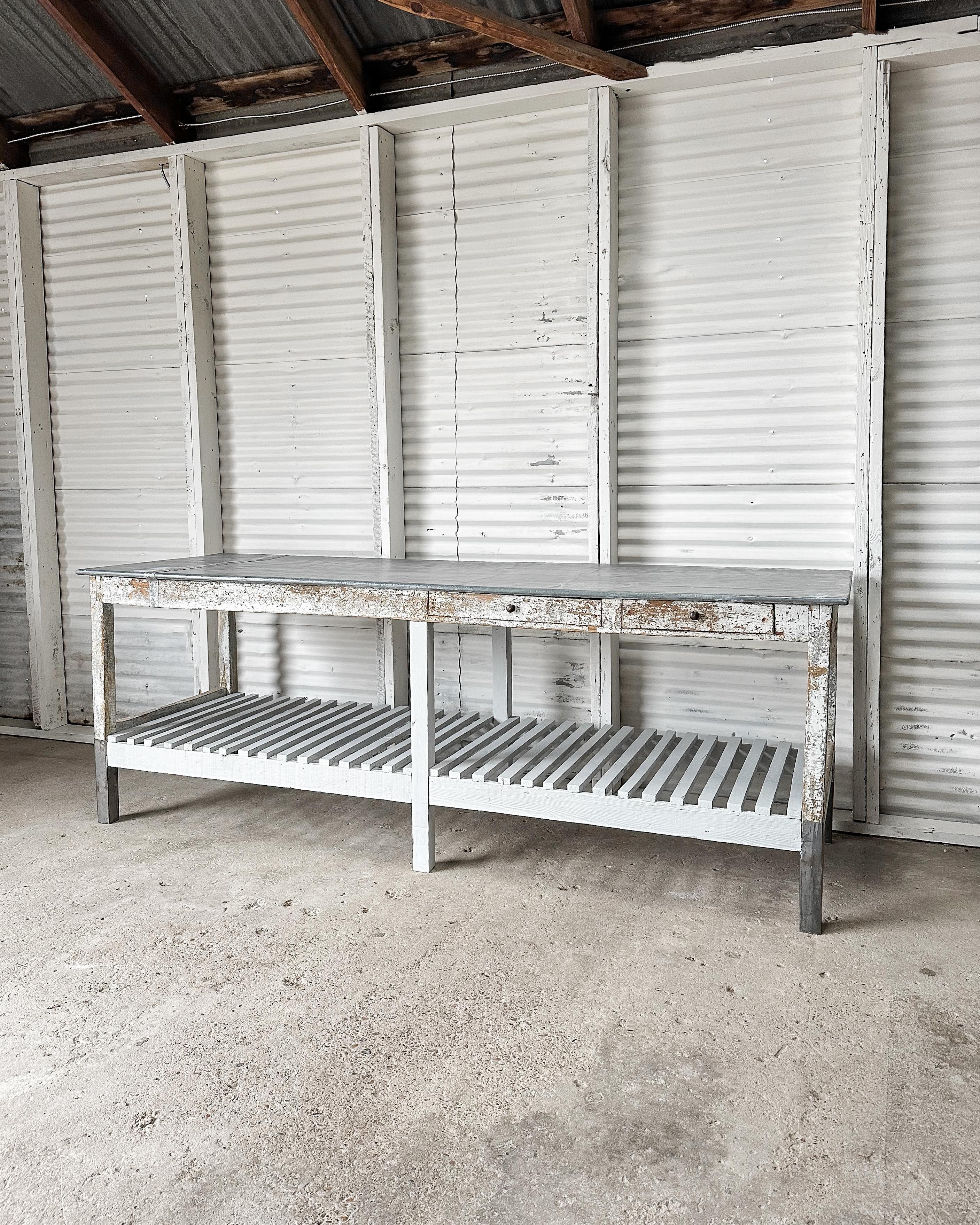 Zinc Top Prep Table In Good Condition In Mckinney, TX