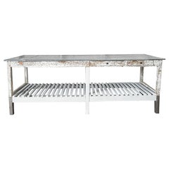 Antique Zinc Top Prep Table