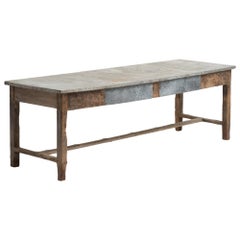 Antique Zinc Top Work Table, England, circa 1900