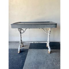 Zinc Top-Wrought Iron Base Table, FR-1174