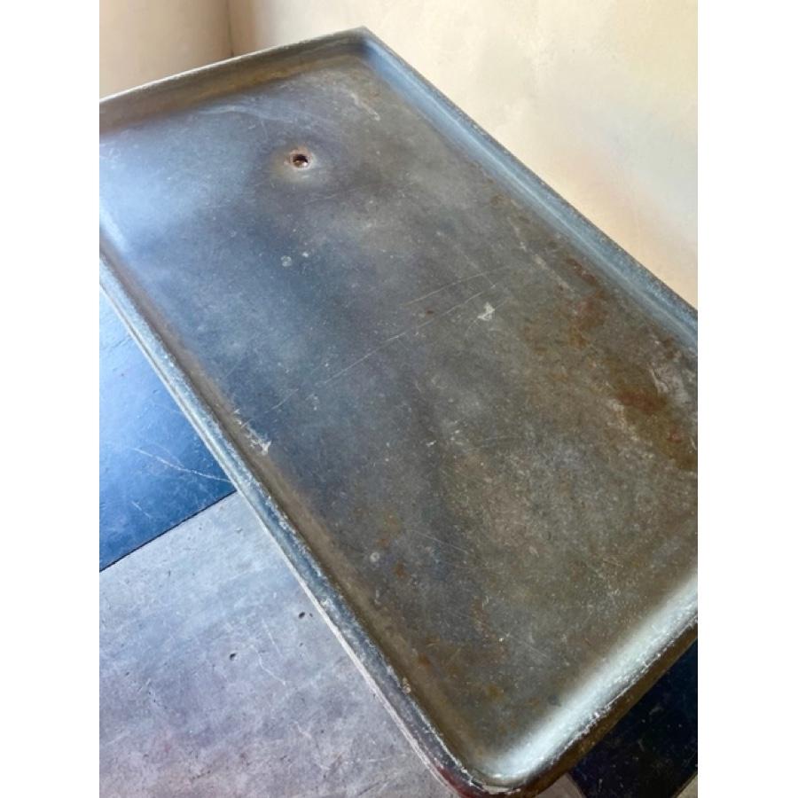 Zinc Top-Wrought Iron Base Table, FR-1174 In Distressed Condition For Sale In Scottsdale, AZ