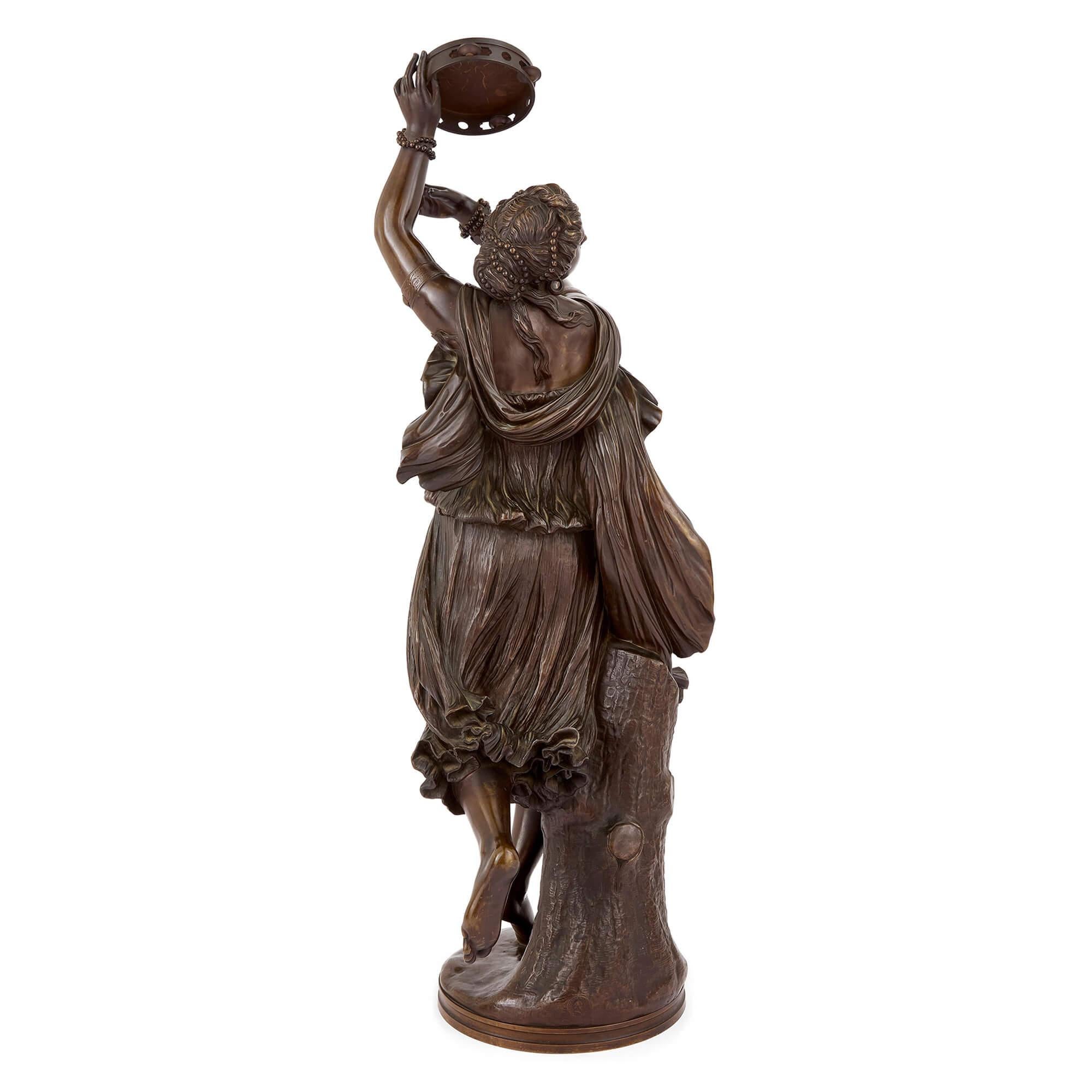 Zingara Antique French Bronze Figurative Skulptur Tänzerin Barbedienne (Französisch) im Angebot