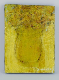 Zingard, French artist. Flowers in a vase. Oil on wooden panel. 1995.
