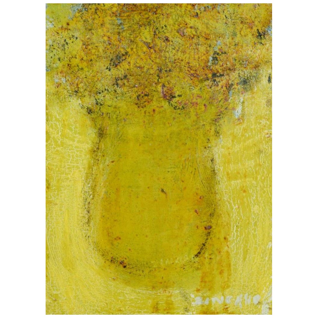 Zingard, artiste français. Des fleurs dans un vase. Huile sur panneau de bois. 1995. en vente