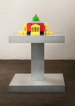 Zinkino Small Square Zinc-Coated Coffee Table Designed by Aldo Cibic