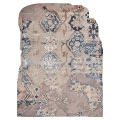 ZINNIA Hand Knotted Floral Transitional Shaped Rug in Teal Rust Colour by Hands 