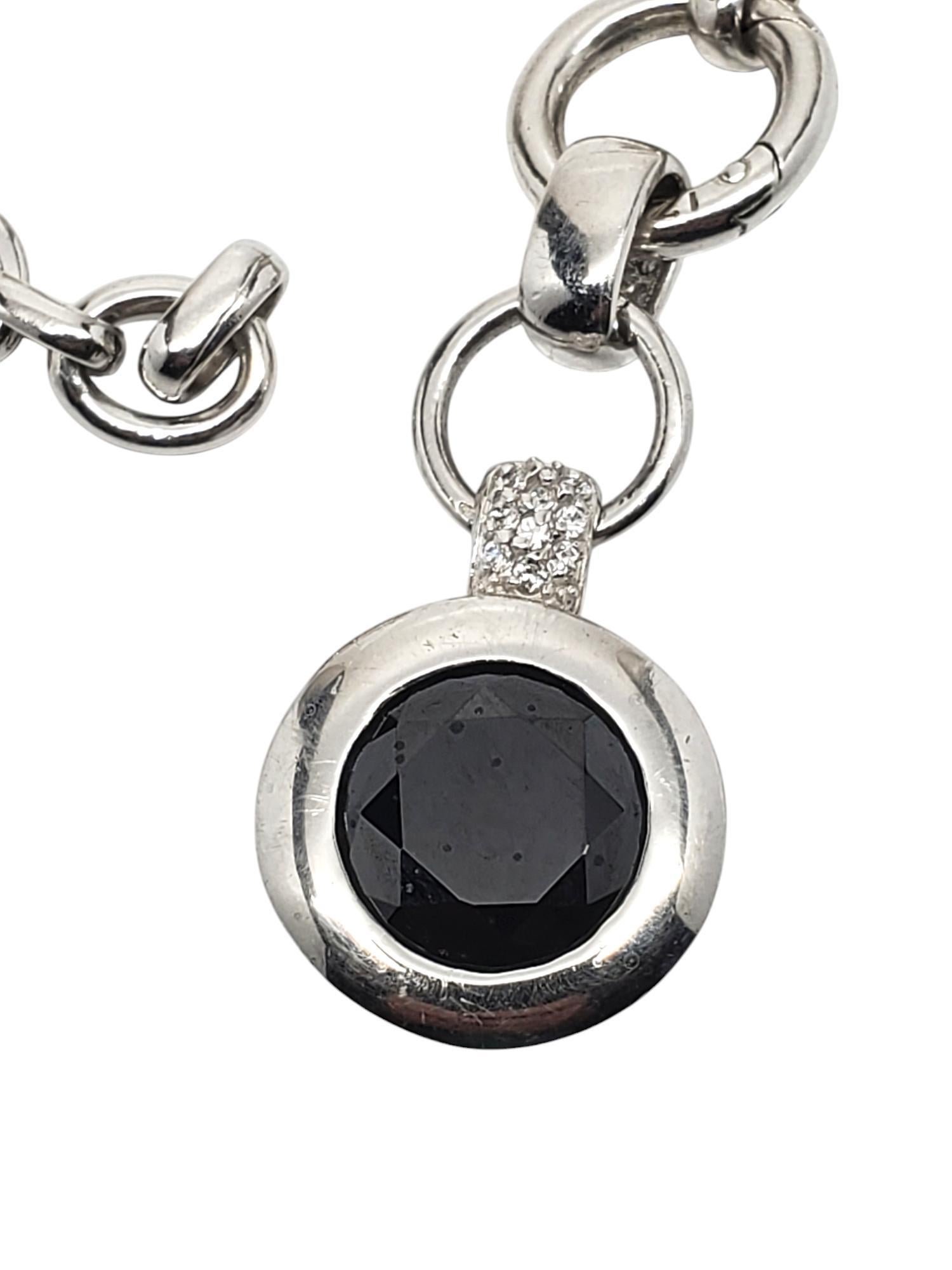 Donna Zinzi - Collana con ciondolo in argento sterling con pietra sfaccettata rotonda #20787 in vendita