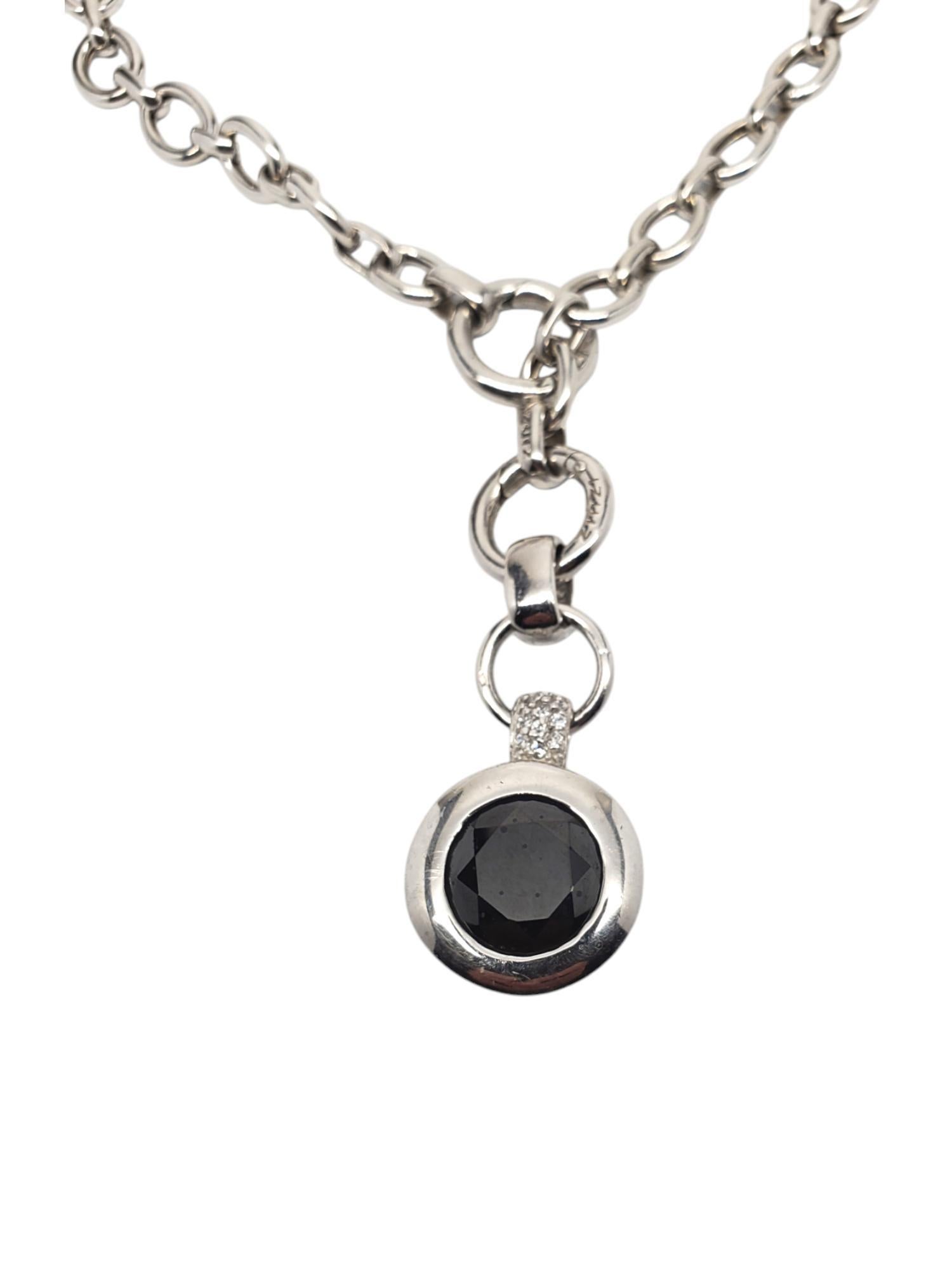 Zinzi - Collana con ciondolo in argento sterling con pietra sfaccettata rotonda #20787 in vendita 2