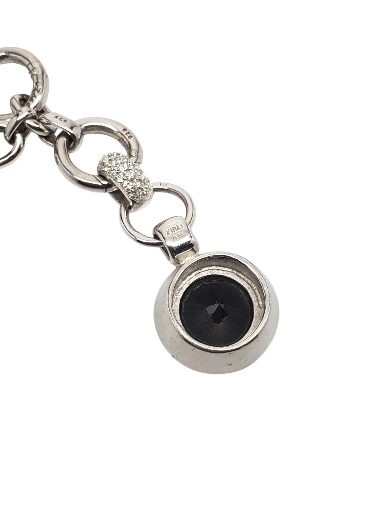 Zinzi - Collana con ciondolo in argento sterling con pietra sfaccettata rotonda #20787 in vendita 3