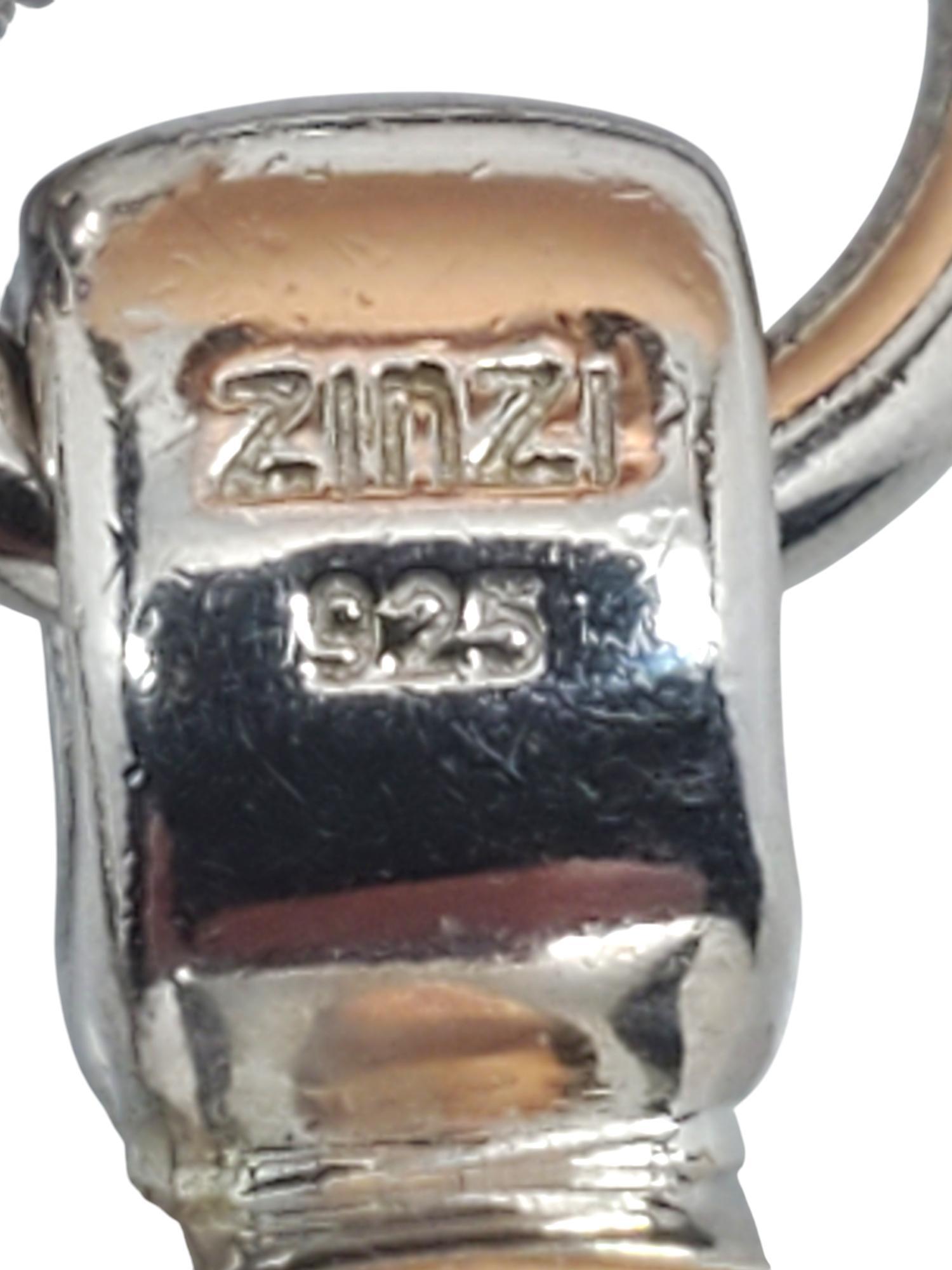 Zinzi - Collana con ciondolo in argento sterling con pietra sfaccettata rotonda #20787 in vendita 5