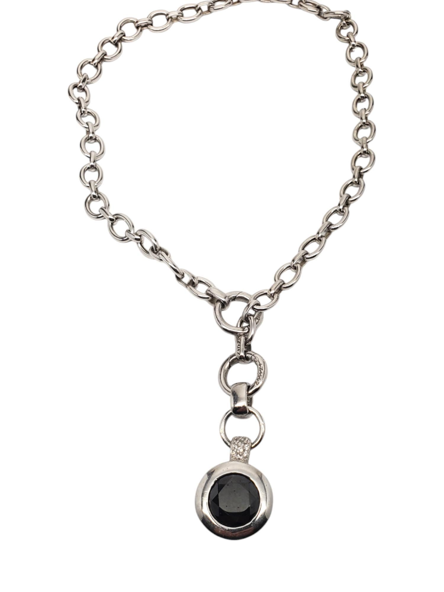 Zinzi Sterling Silver Round Faceted Stone Pendant Necklace #20787