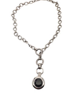 Zinzi Sterling Silver Round Faceted Stone Pendant Necklace #20787
