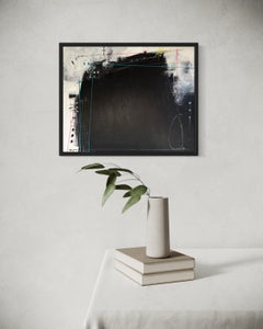 "Blue" - Modern Architectural Minimal Abstract with Touches of Red and Blue