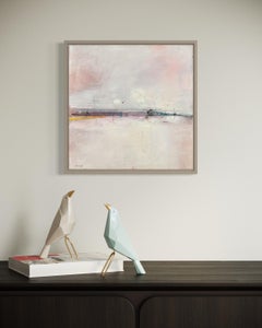 "Early Sunset" - Contemporary Minimalist White Abstract with a Touch of Color