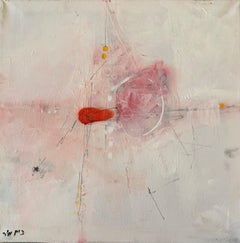 ‘Untitled’ Contemporary Abstract Red,White Mixed Media by Zion Mor