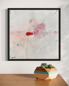 "Just Love" - Red and White Contemporary Textured Minimal Abstract Oil Painting