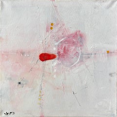 "Just Love" - Red and White Contemporary Textured Minimal Abstract Oil Painting