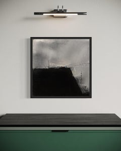"Mountain by the Sea" - Layered Textured Minimalist Abstract in Black and Gray