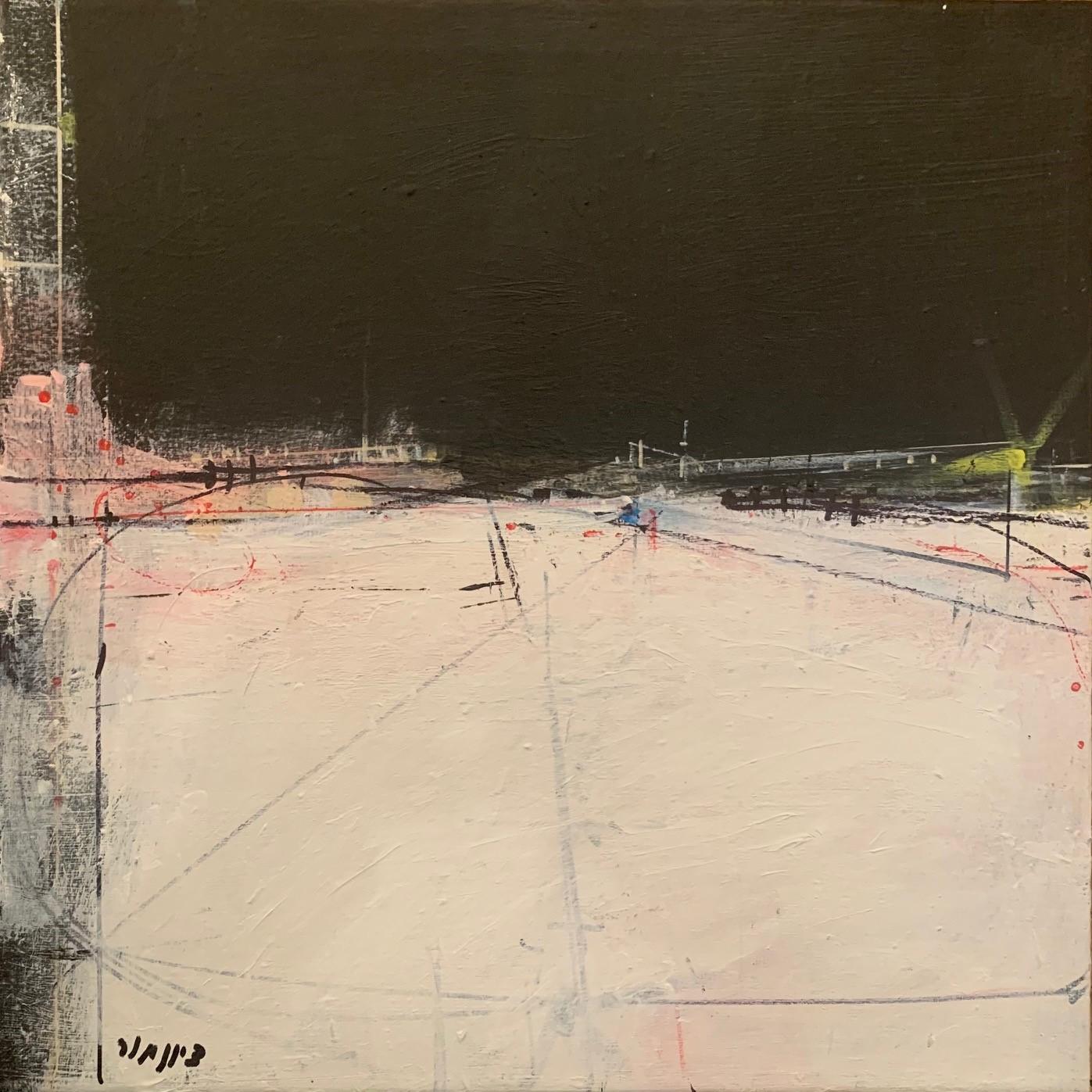 Zion Mor Landscape Painting - "Mystery" Contemporary Abstract Expressionist Minimalist Urban Landscape