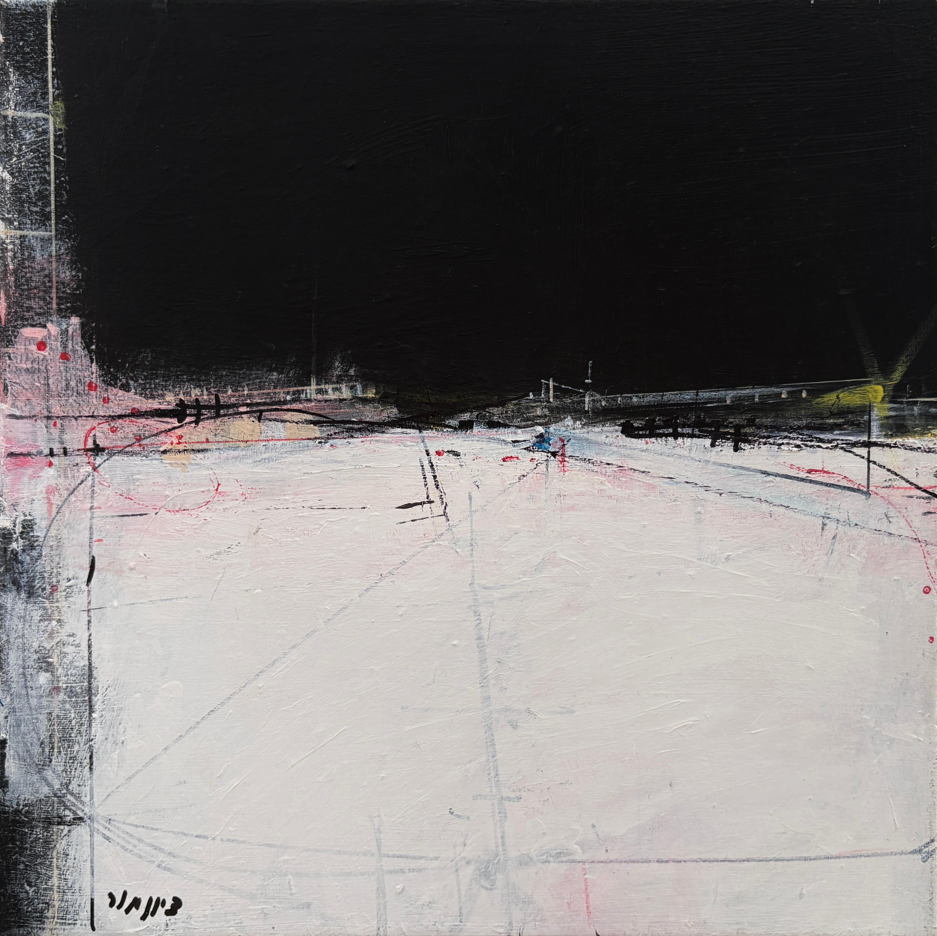 Zion Mor Landscape Painting – "Mystery" Contemporary Abstract Expressionist Minimalist Urban Landscape