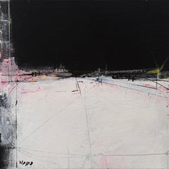 "Mystery" - Minimalist Contemporary Geometric Urban-Inspired Abstract Landscape