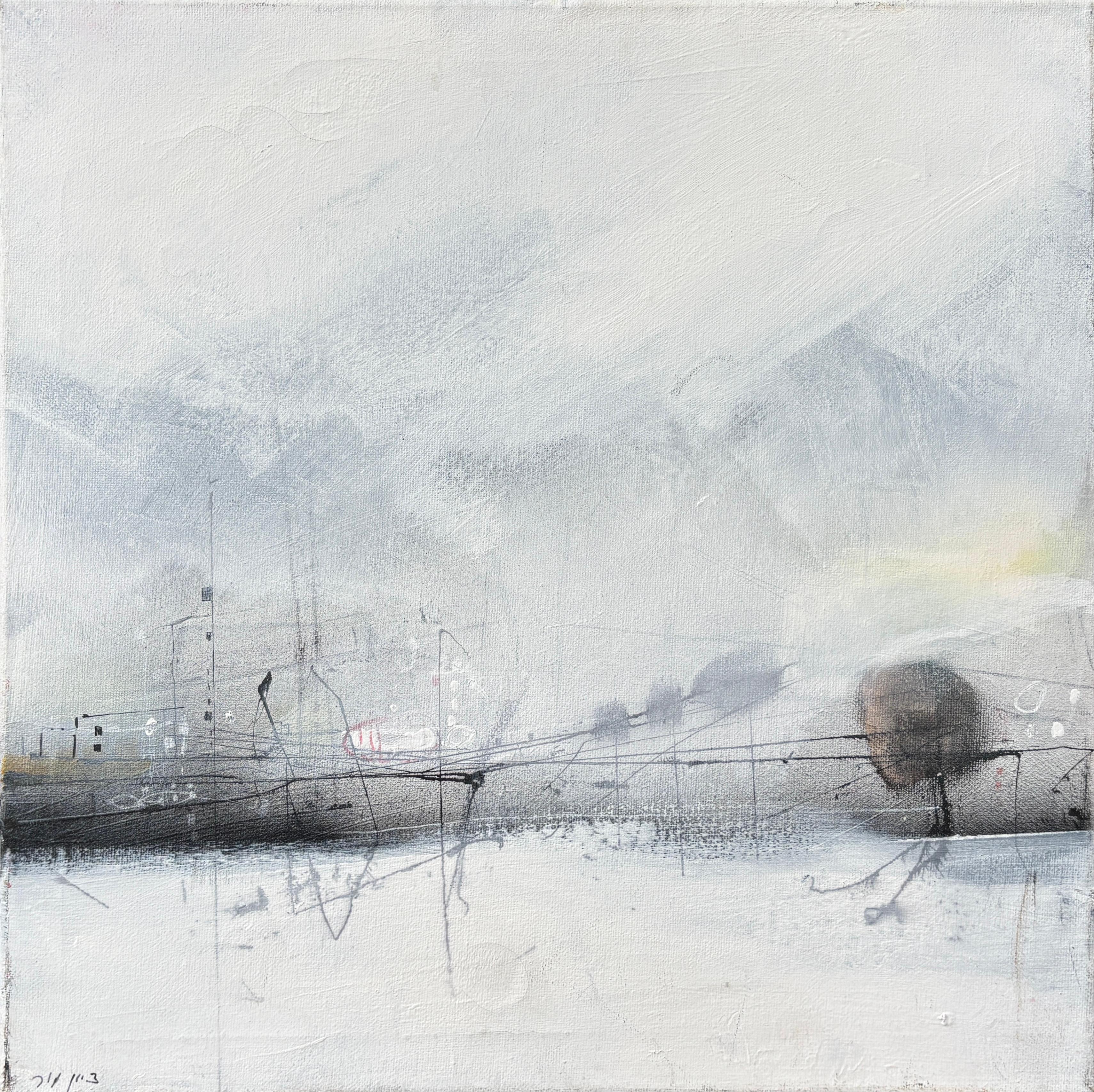 "Obscurity" - Original Abstract Minimalist Horizon Landscape - White and Black