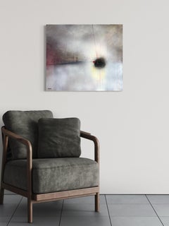 "Power Grid" - Paysage atmosphérique minimal avec profondeur - Gris, noir et rouge