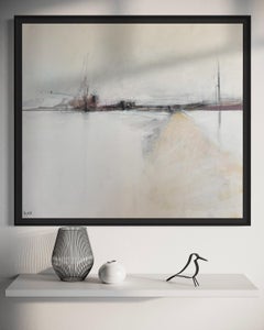"Urban Cityscape" - Modern Minimal Abstract Landscape Artwork in White and Black