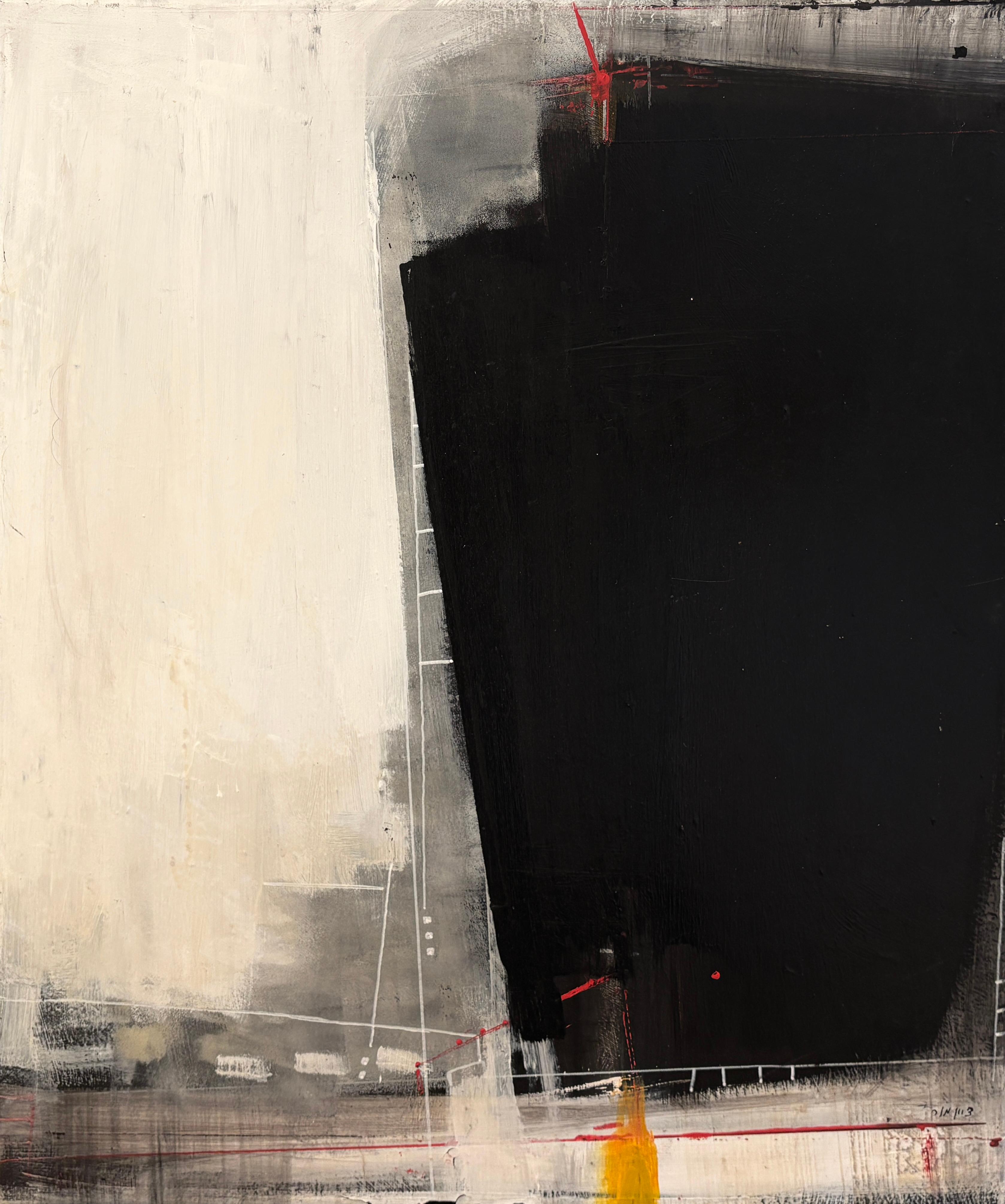 "Yellow Spot" Paysage contemporain abstrait expressionniste minimaliste