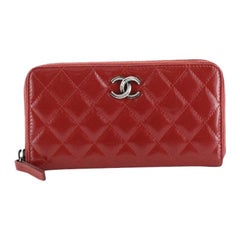 Zip Around Wallet Quilted Coated Canvas Long