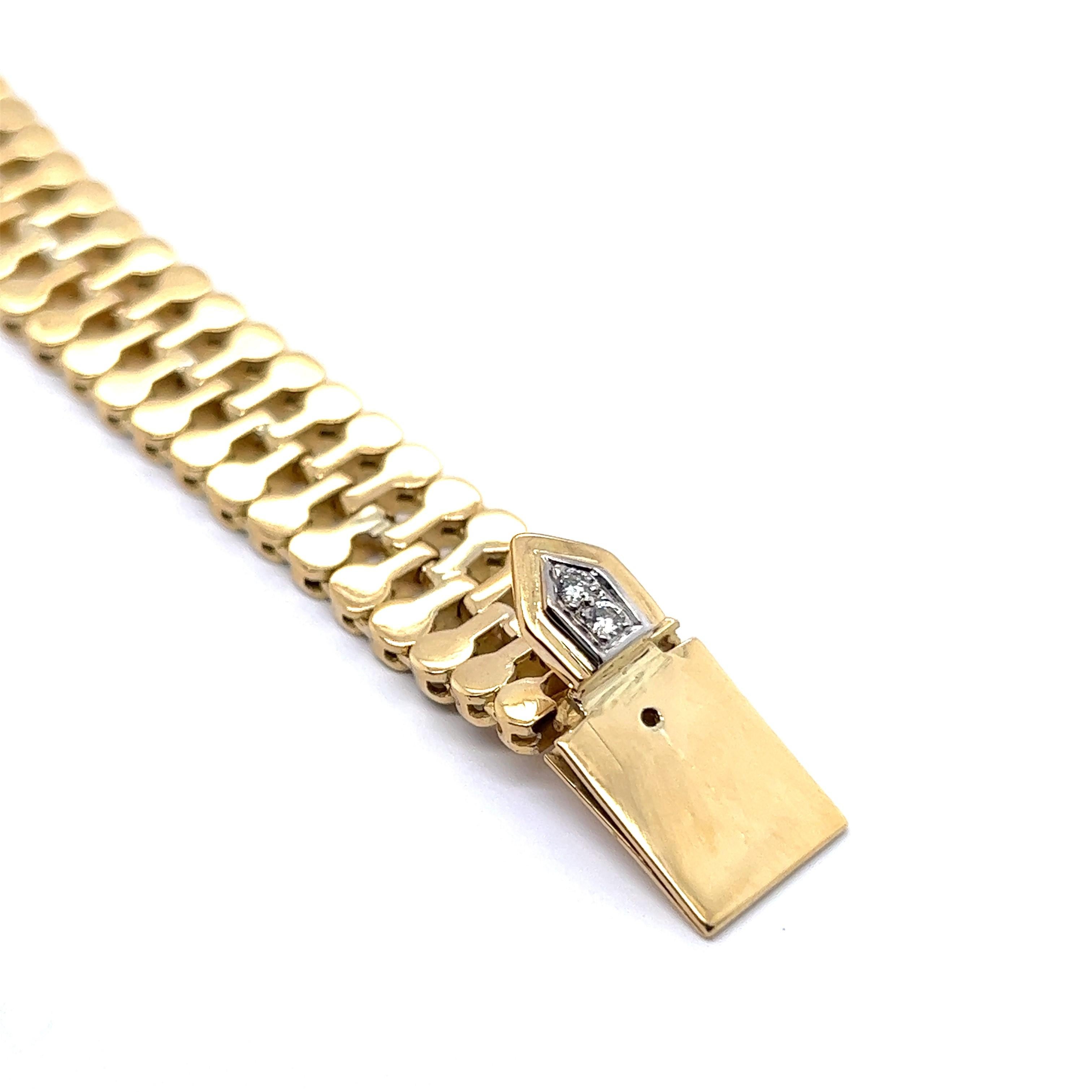 Brilliant Cut Zipper Bracelet with Diamonds in 18 Karat Yellow and White Gold For Sale